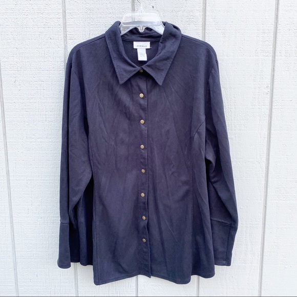 Avenue Tops - AVENUE Black Button Down Shirt